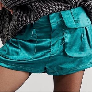 Free People Teal Cargo Shorts